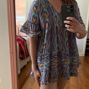 DUET heart print beaded beach swim coverup small